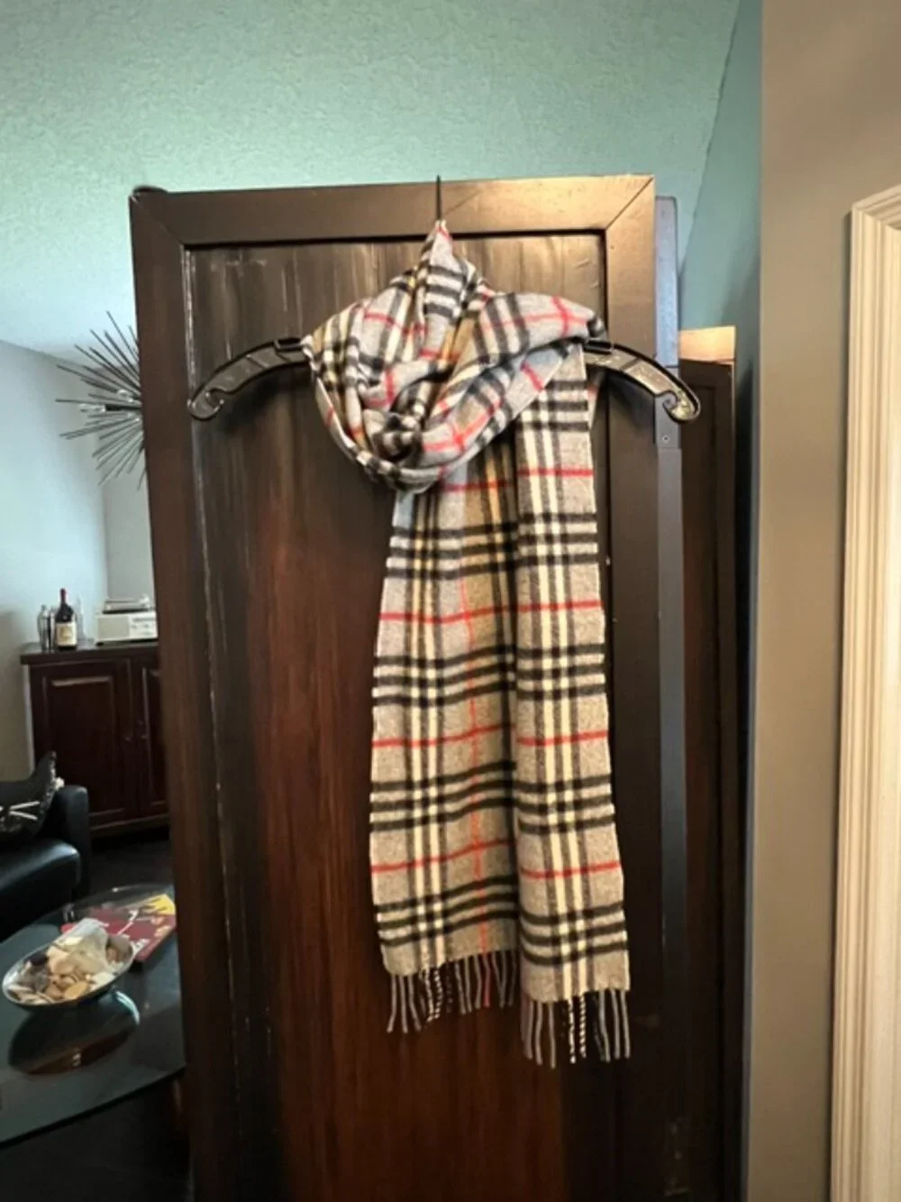 Vintage Burberrys Charcoal Gray Nova Check 100% Cashmere Scarf  Authentic vintag